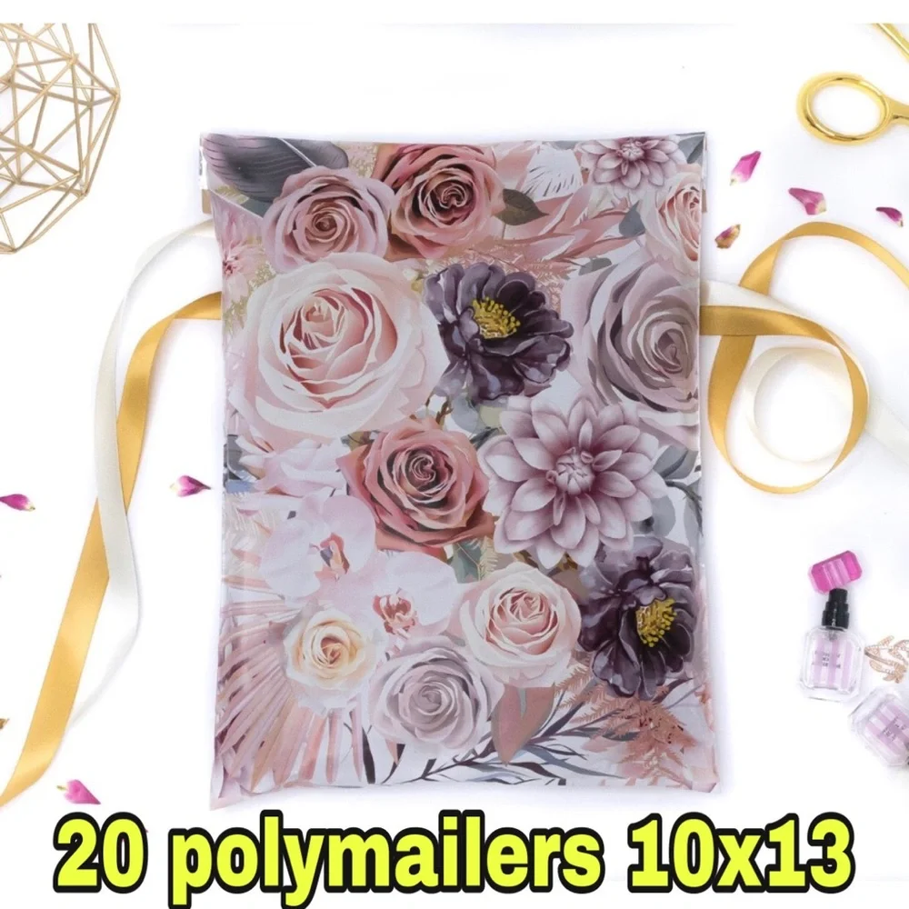 20 boho flower print polymailers 10x13